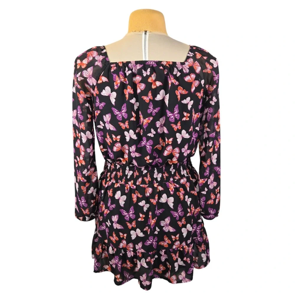 Sugar & Jade Butterfly Mini Dress Girls XL Black Purple‎ Casual Colorful Spring